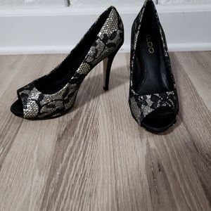 Aldo black lace heels